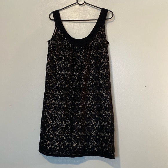 Karen Kane Sleeveless Lined Black Nude Lace Made In Usa Cotton Blend Dress M